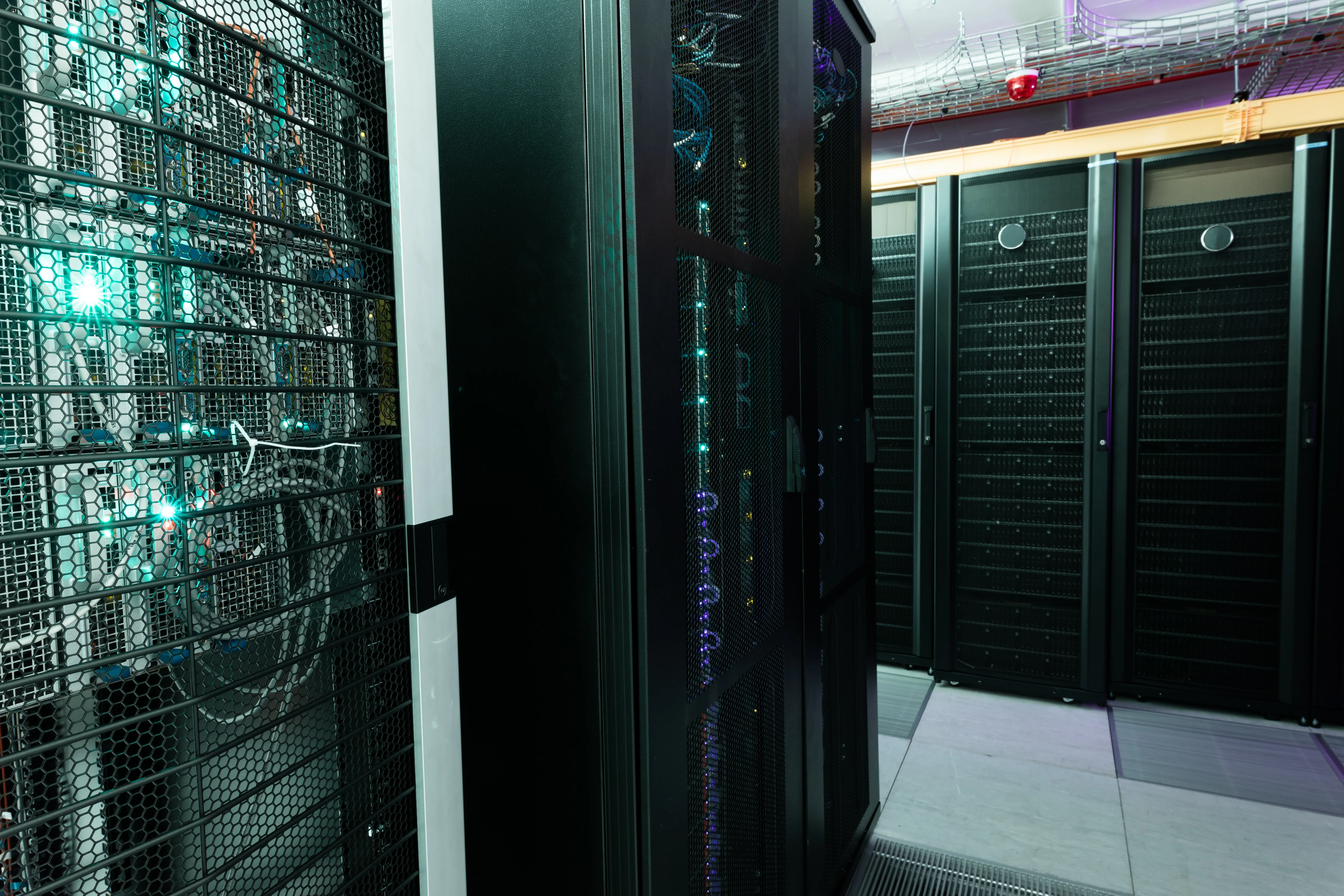 Data Center With Multiple Rows Fully Operational Server Racks Modern Cloud Computing Technology Concept