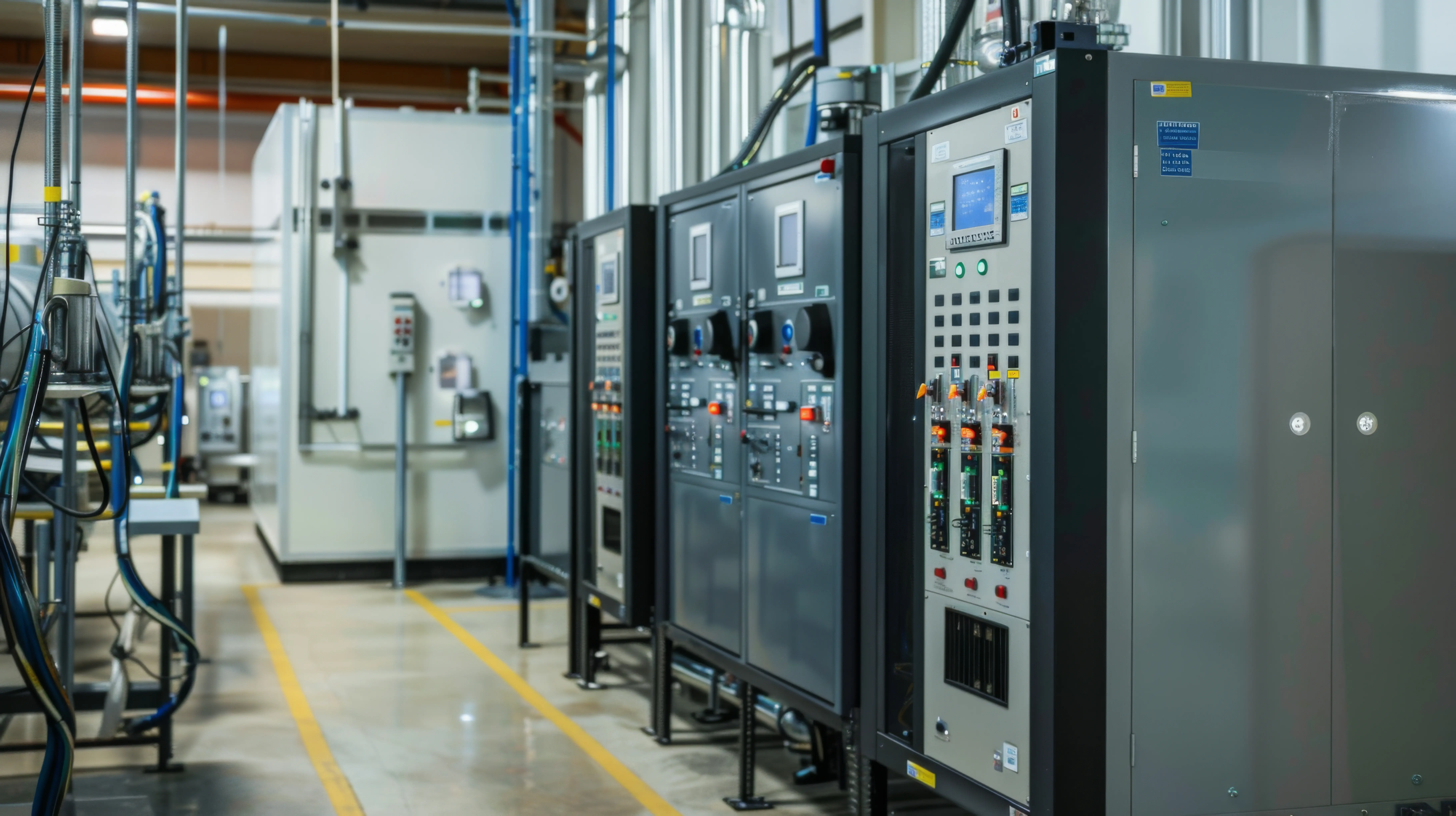 Industrial Control Room With Electrical Panels Equipment Operation Day