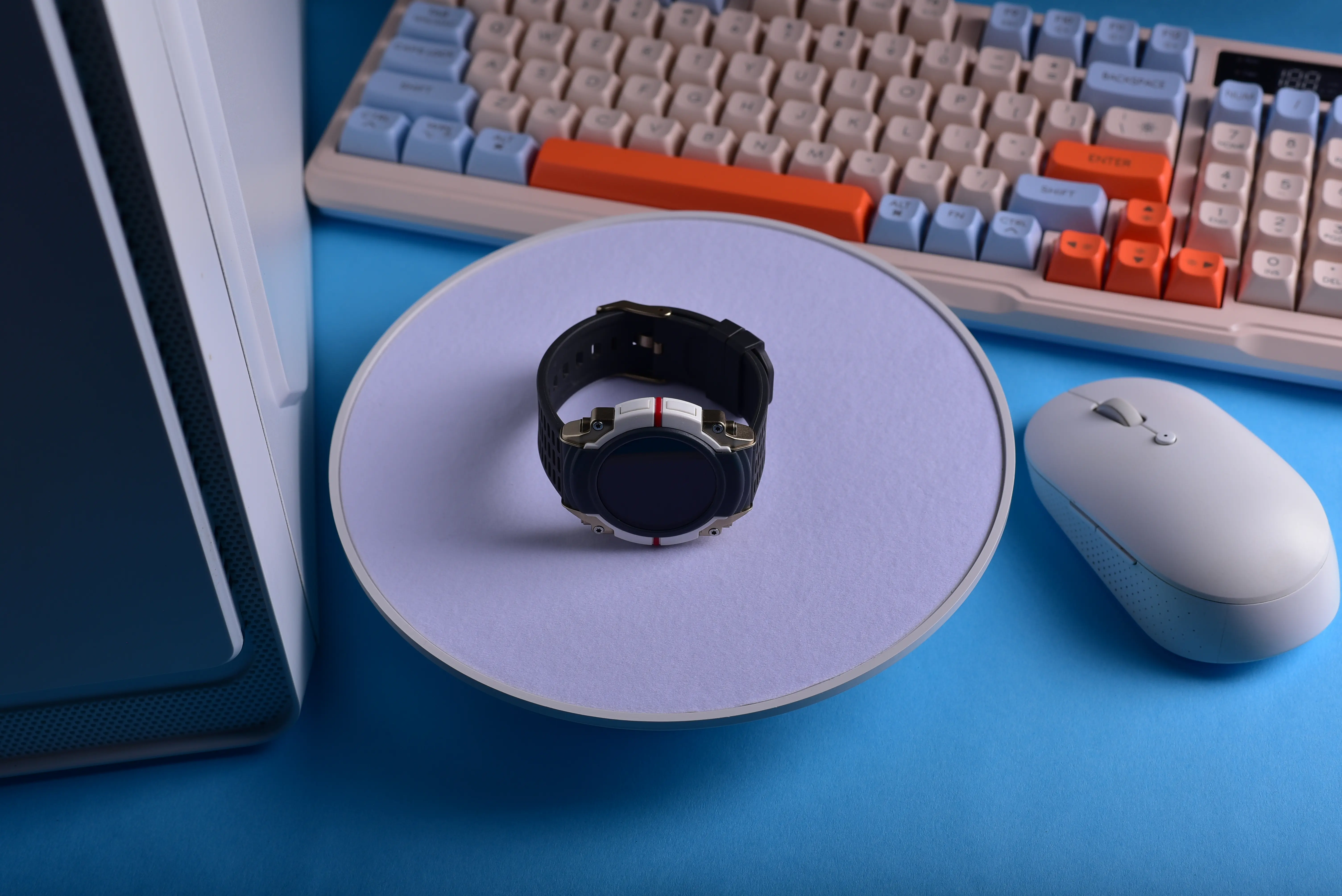 Minimalist Tech Setup With Smartwatch